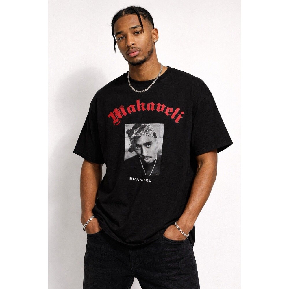2Pac Makaveli Graphic Tee XL Tupac‎ Rap Shirt Y2K Streetwear Black